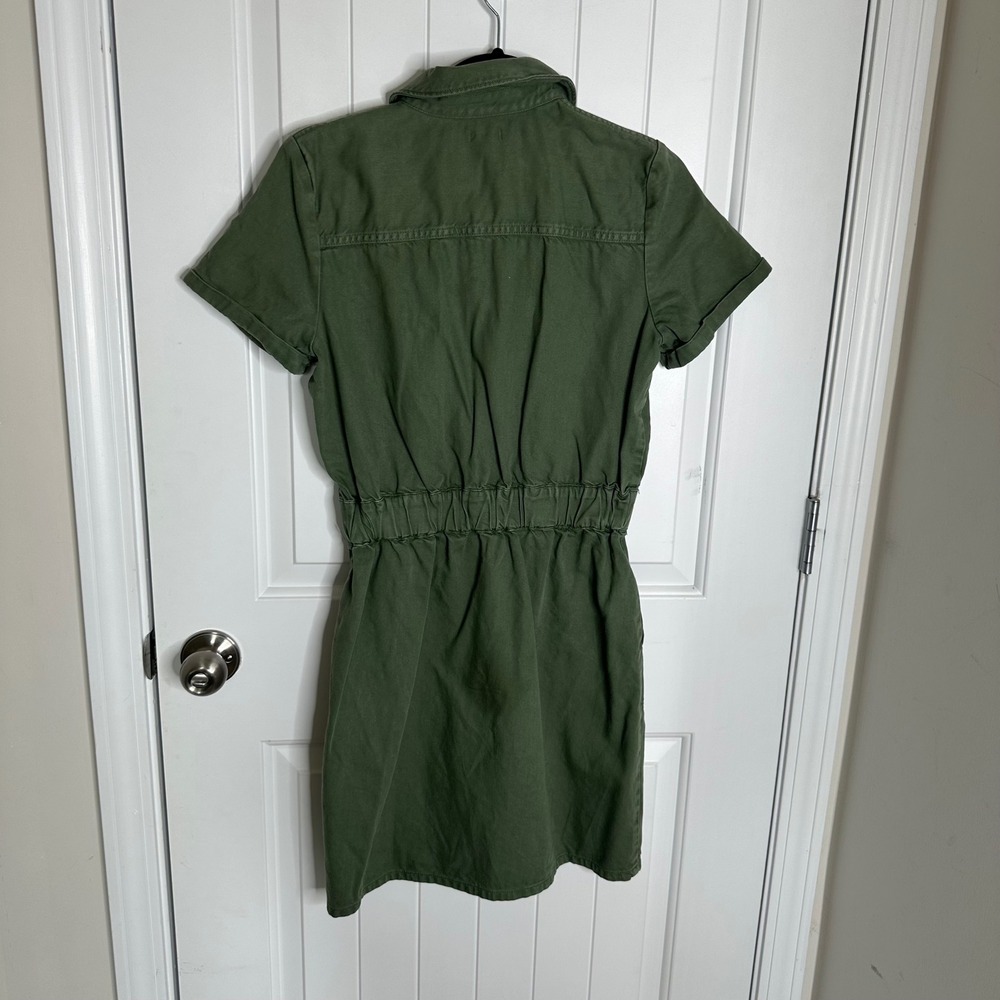 J‎ Crew army green zip front chino khaki utility dress size 4 casual - Picture 8 of 9